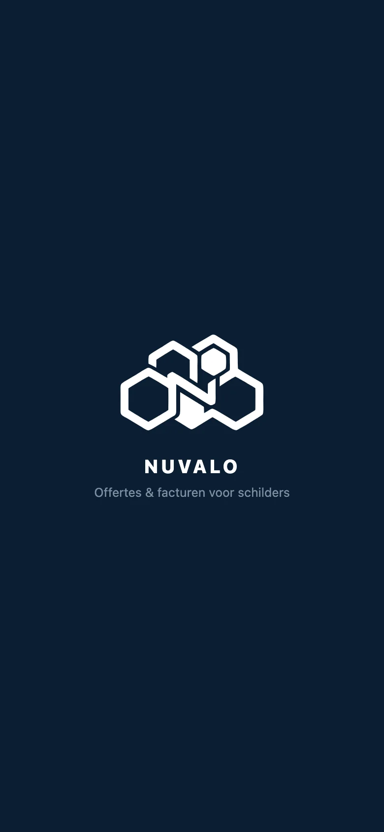 Het Nuvalo-startscherm met het wolklogo